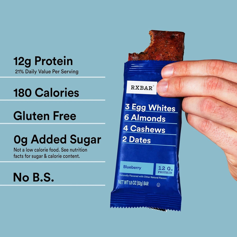 RXBAR individually wrapped bars, easy to grab from bag or desk.