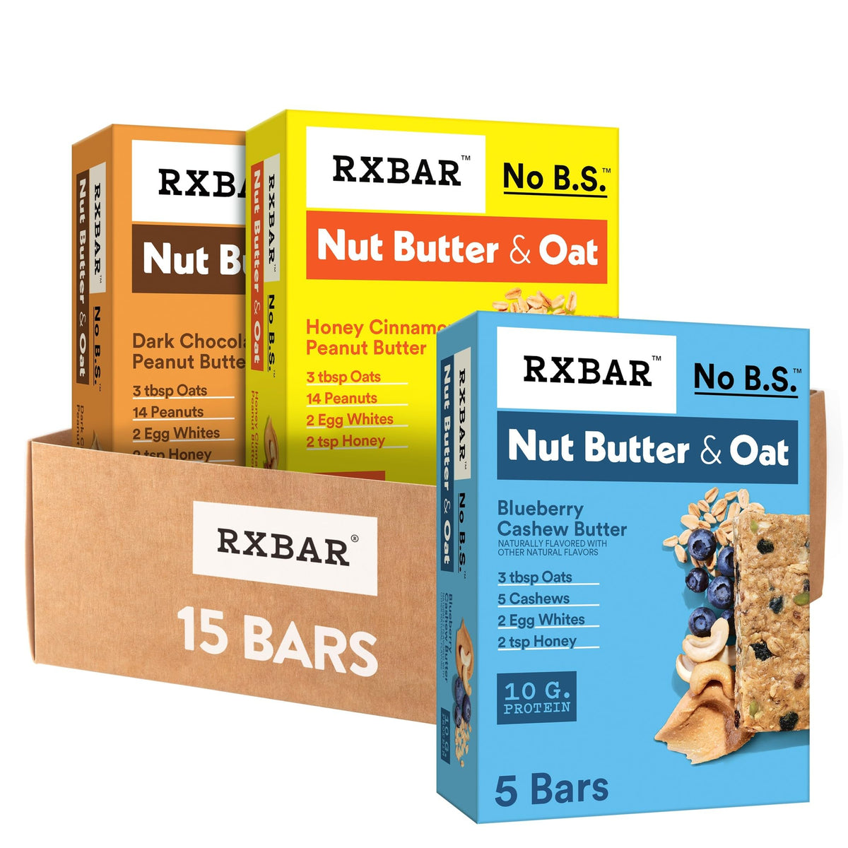 RXBAR Nut Butter and Oat Blueberry Cashew bar, a gluten-free on-the-go snack