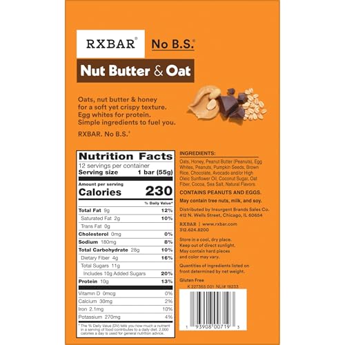 RXBAR Nut Butter and Oat bar ingredients in a bowl showing oats and peanuts for energy.