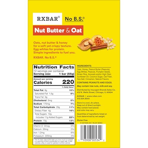 RXBAR Nut Butter and Oat bar cross-section shows oats and peanut butter texture