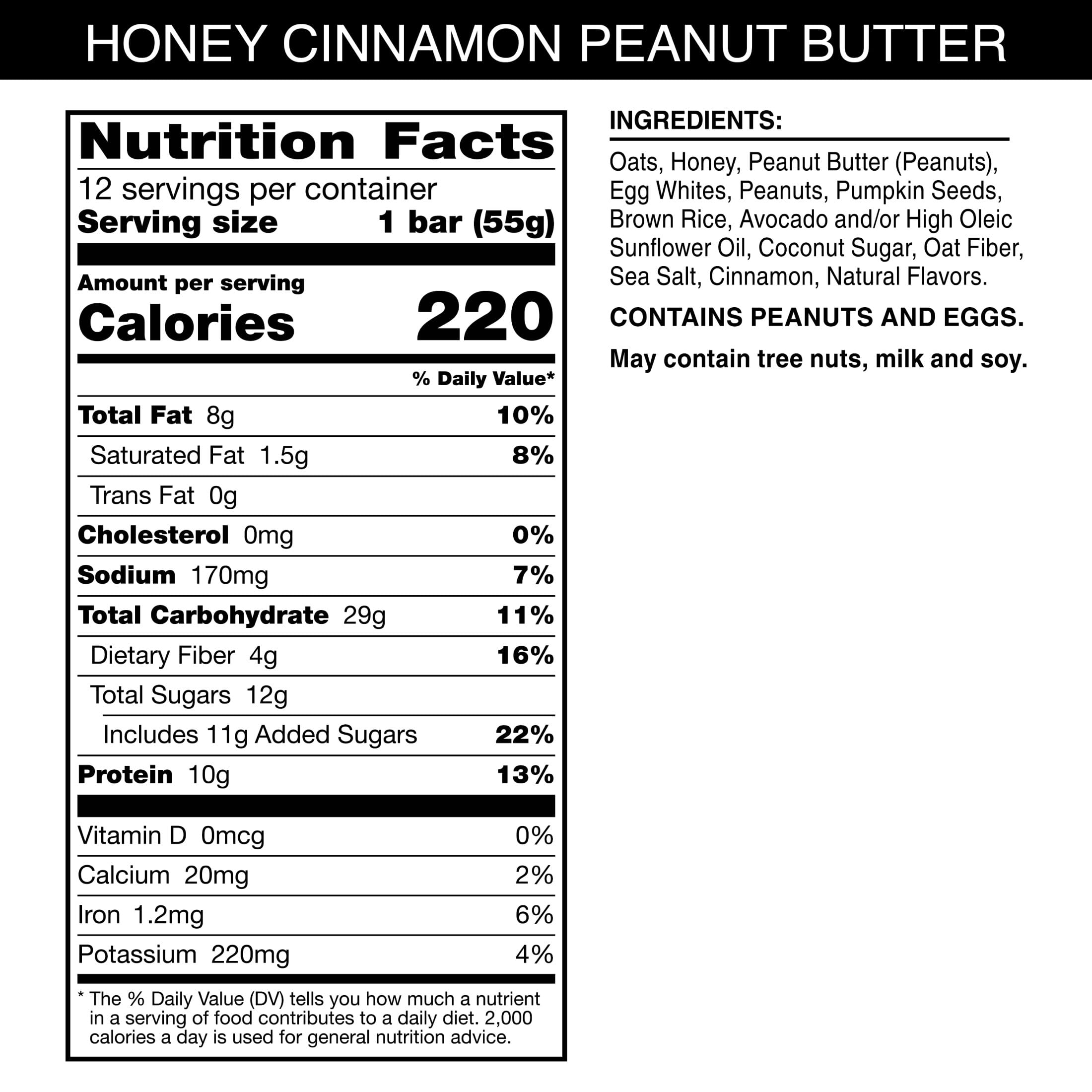 RXBAR Nut Butter and Oat bar front view highlighting honey cinnamon flavor