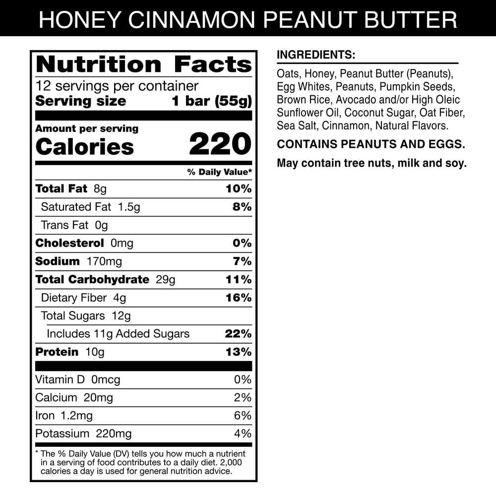 RXBAR Nut Butter and Oat bar front view highlighting honey cinnamon flavor