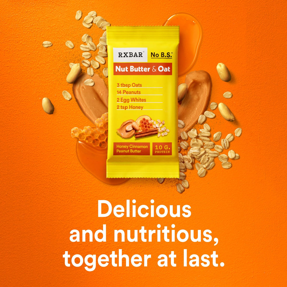 RXBAR Nut Butter and Oat oats and peanuts visible for wholesome fuel