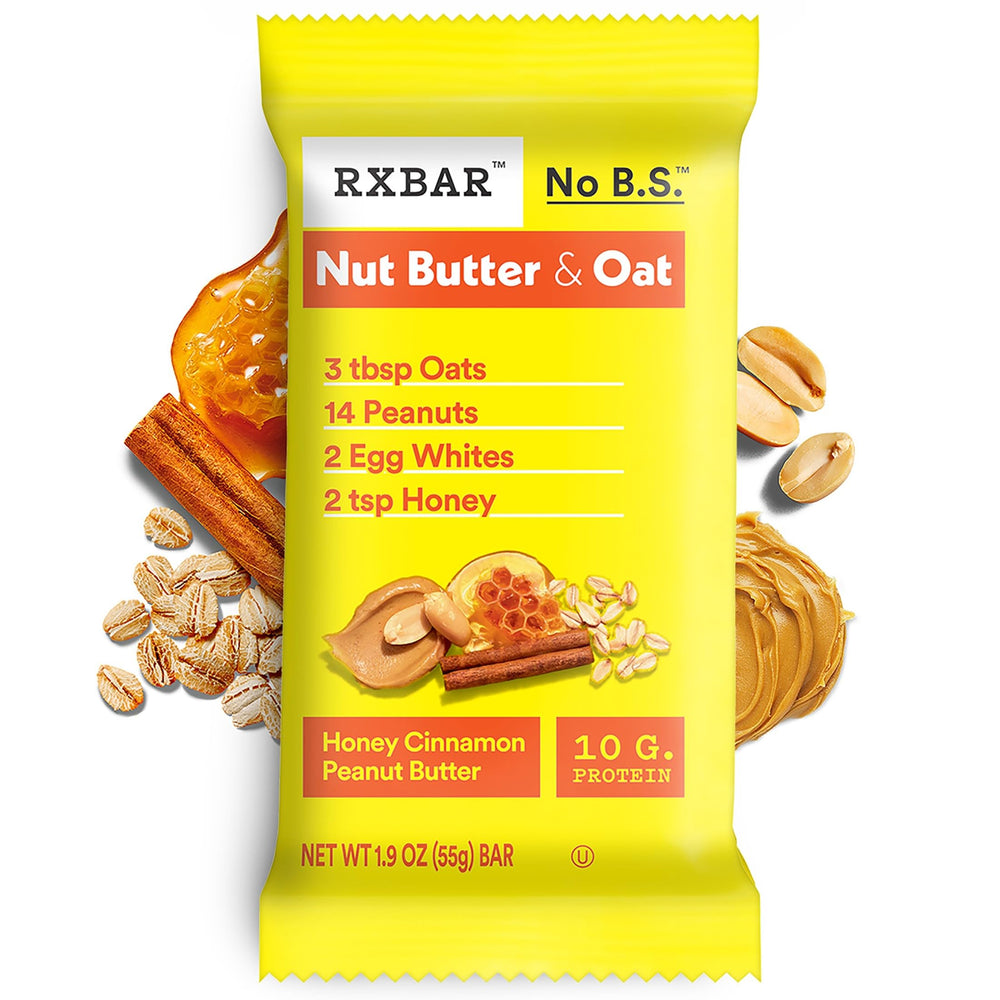 RXBAR Nut Butter and Oat bar unwrapped for quick grab-and-go