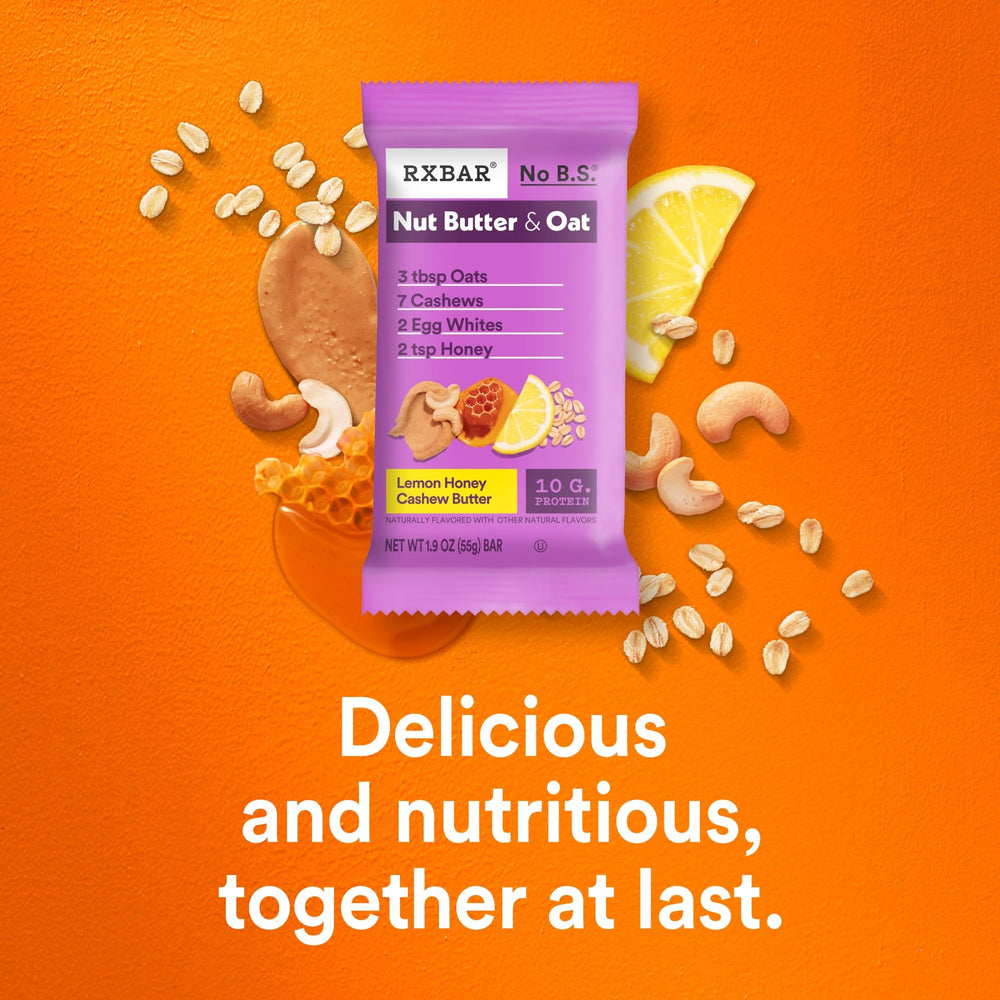 RXBAR packaging detail highlighting 12-bar box size.
