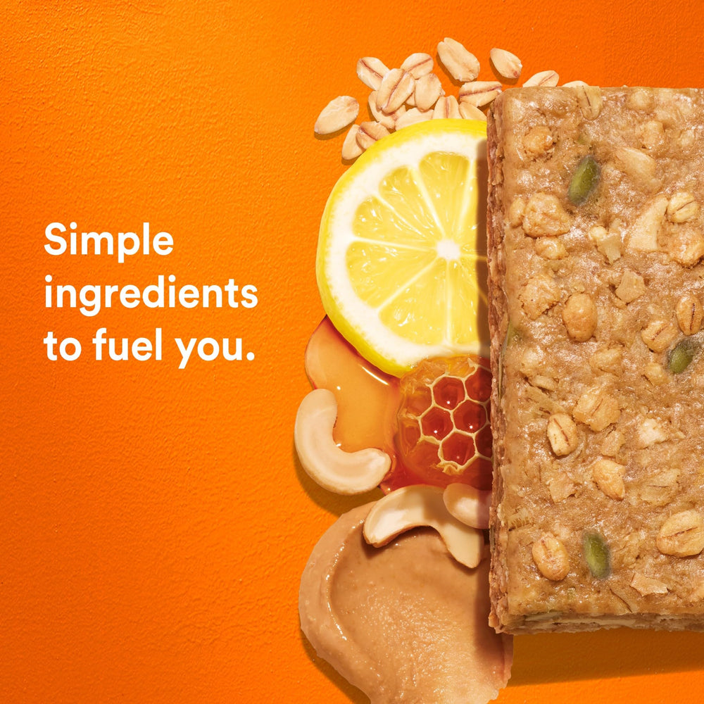 Cross-section reveals oats and whole grains with lemon zest.