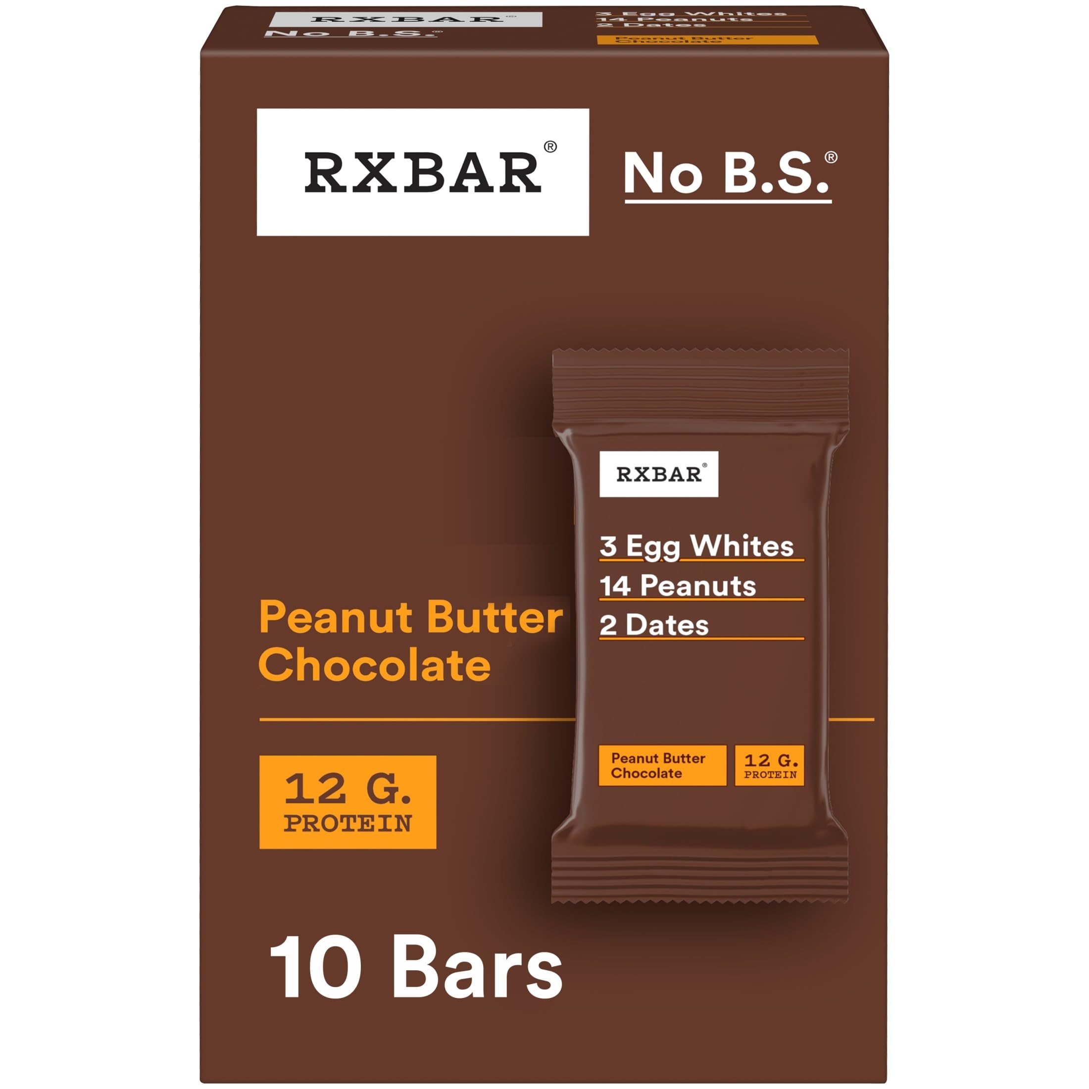 RXBAR Peanut Butter Chocolate unwrapped showing simple ingredients and texture