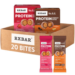 RXBAR Protein Energy Bites in strawberry peanut butter flavor, gluten-free and convenient.