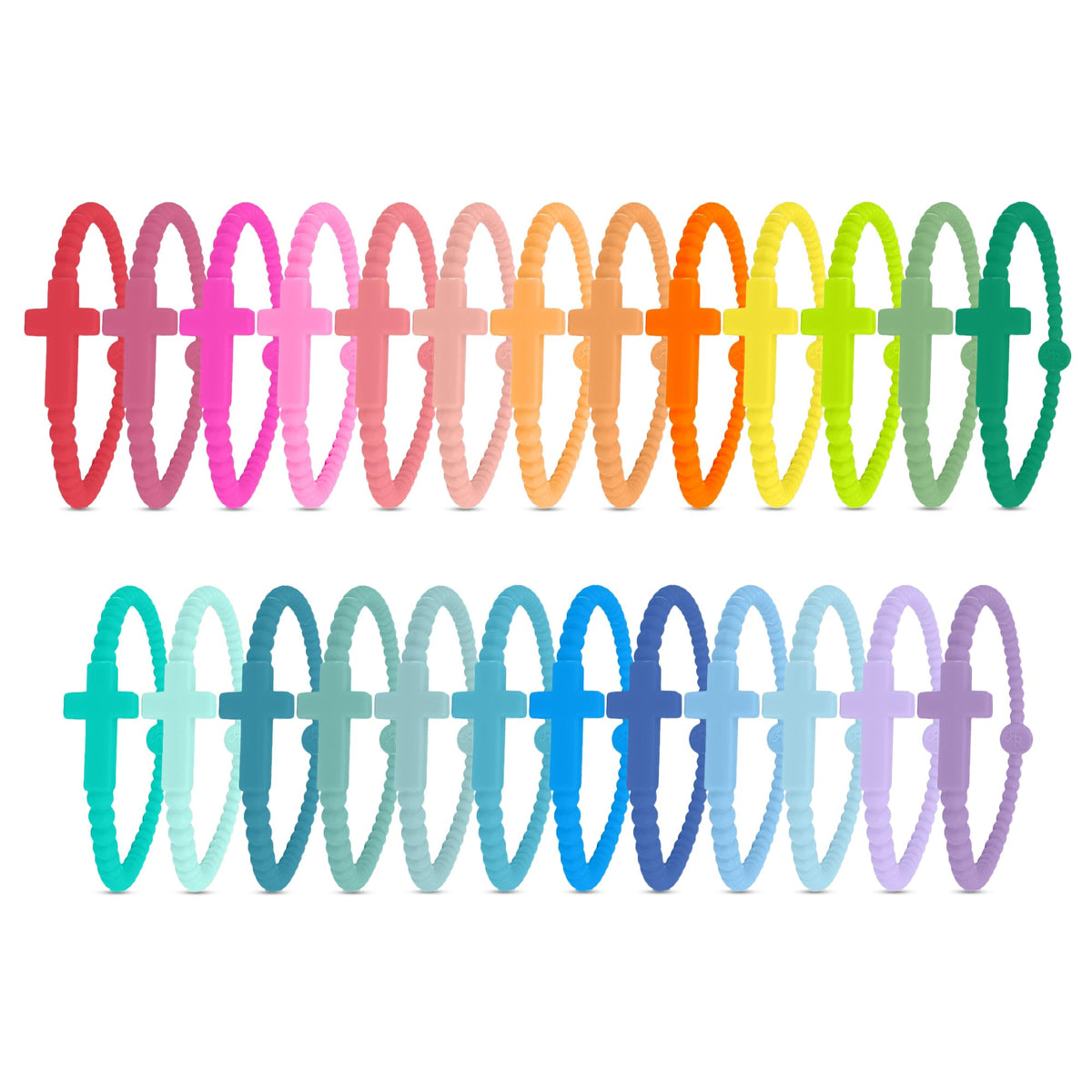 Ryan & Rose Jesus bracelets Cross silicone Kaleidoscope close-up shows soft, durable silicone.