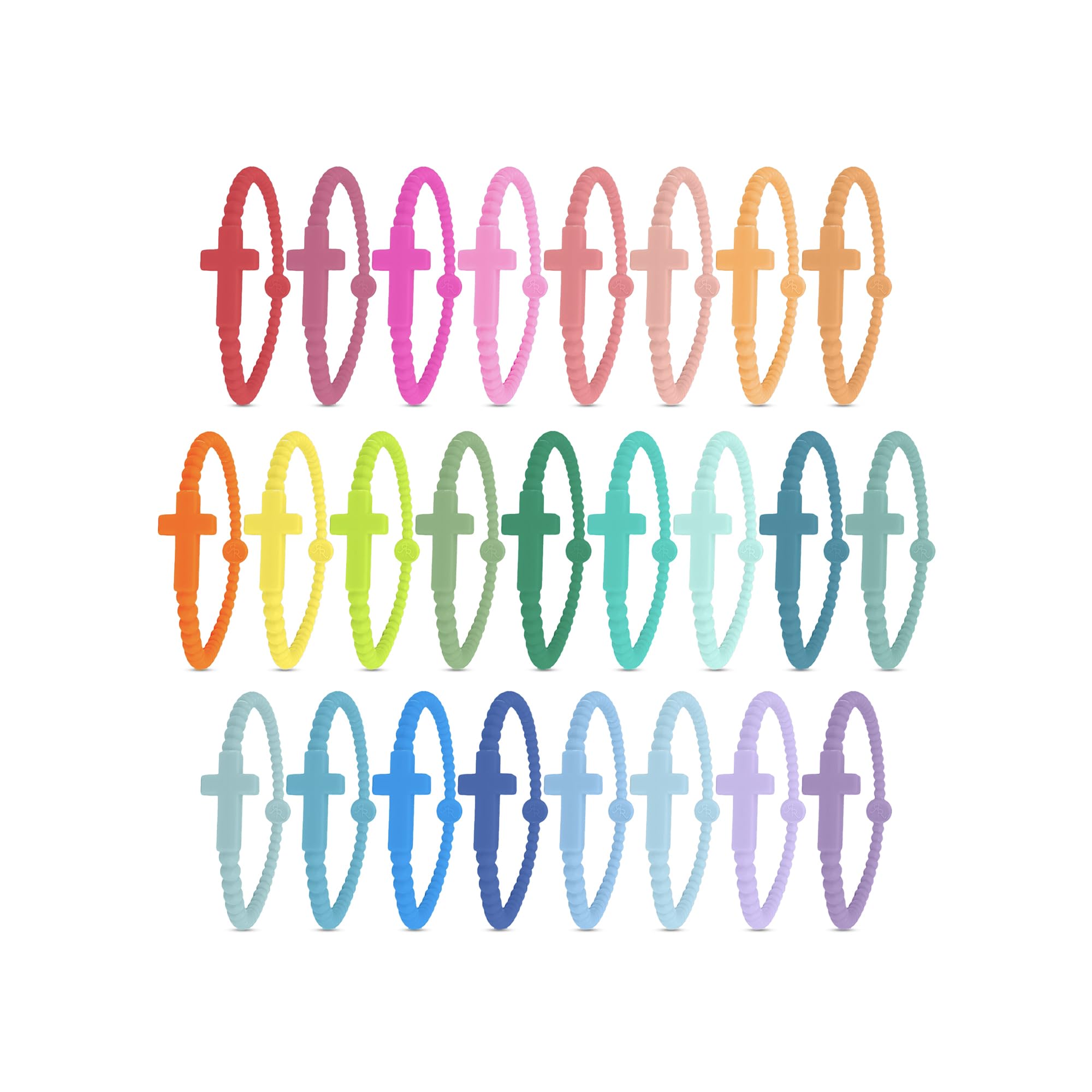 Ryan & Rose Jesus bracelets Cross silicone Kaleidoscope features vibrant color mix for group wear.