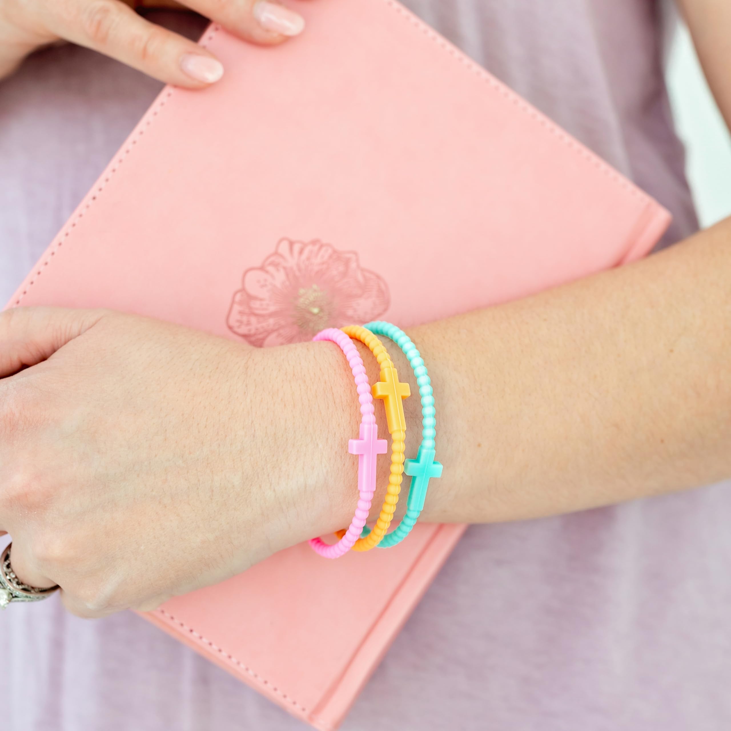 Ryan & Rose Jesus bracelets Cross silicone Kaleidoscope sizing options for kids and adults.