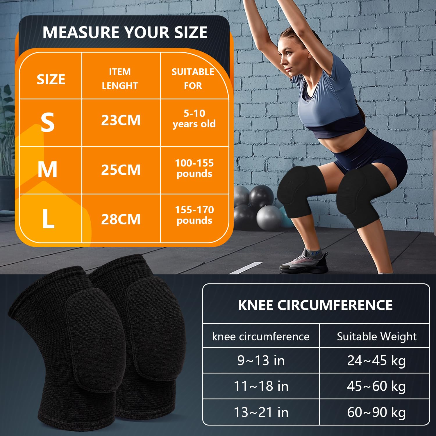 RYBTB knee pads side view with elastic cuffs ensure stay-put fit during moves.
