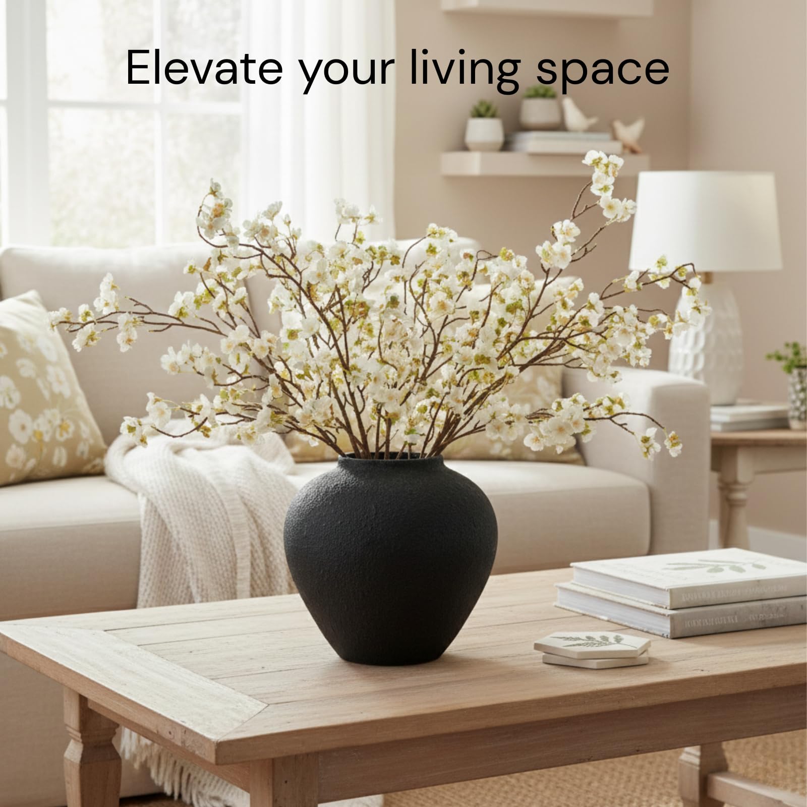 RyddeligHome large vase arrangement featuring tall cherry blossoms for dramatic decor.