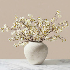 RyddeligHome white cherry blossom branch 6pc arranged for a tall vase decor.