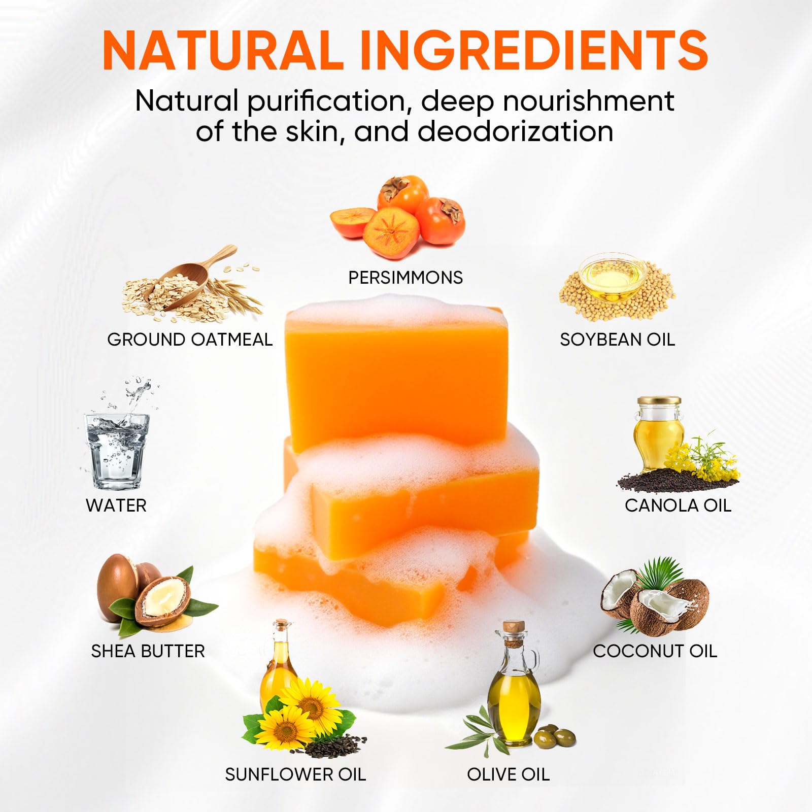 RYH Persimmon Soap Bar anti-odor action helps keep you fresh throughout the day