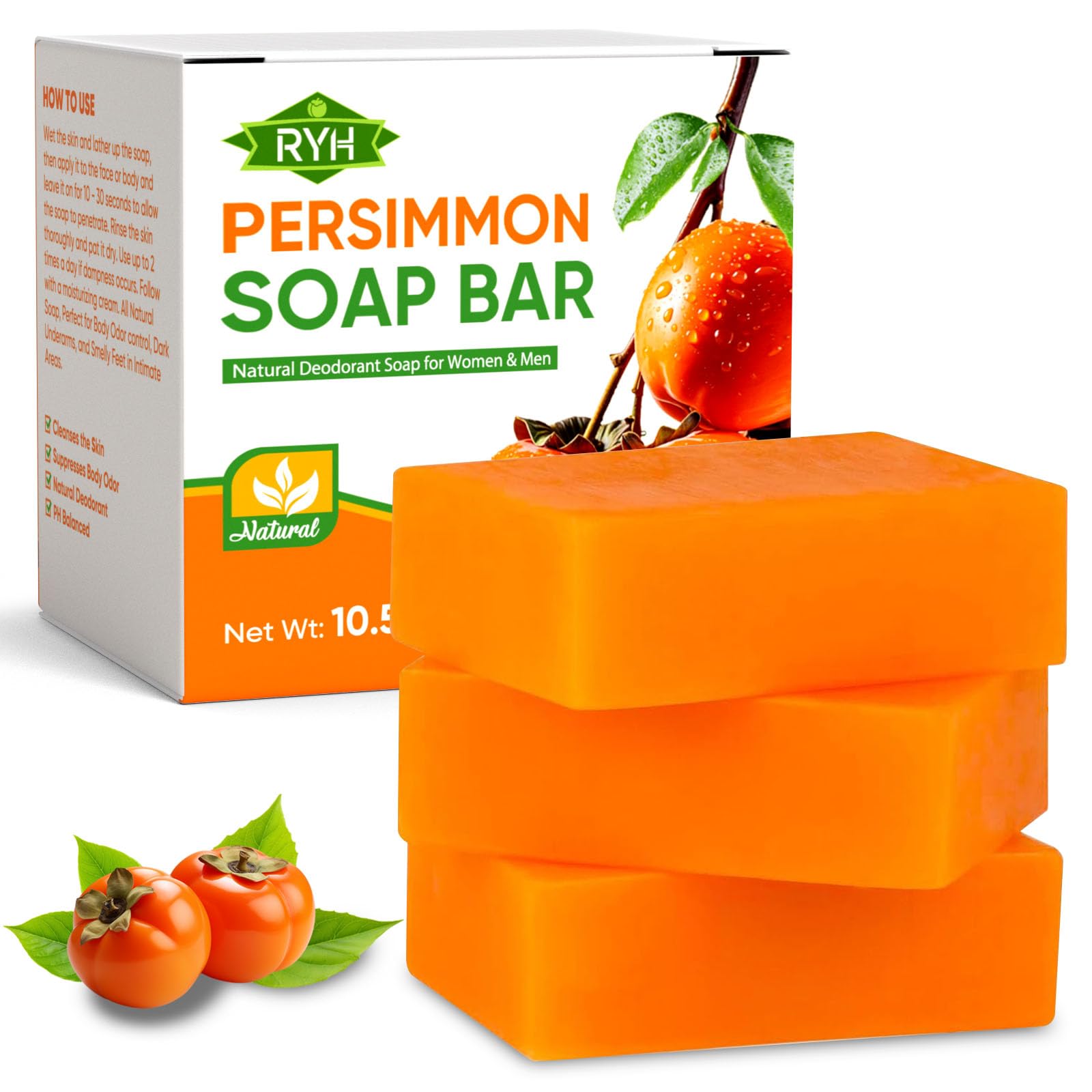 RYH Persimmon Soap Bar packaging for travel-ready freshness