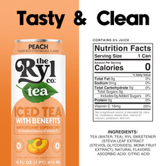 The Ryl Co Peach Iced Tea back label highlights nutrition details for health minded shoppers.