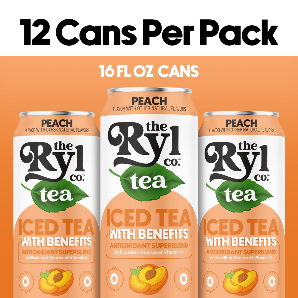 Ryl Co Peach Iced Tea glass pour captures a refreshing peach aroma and crisp finish.