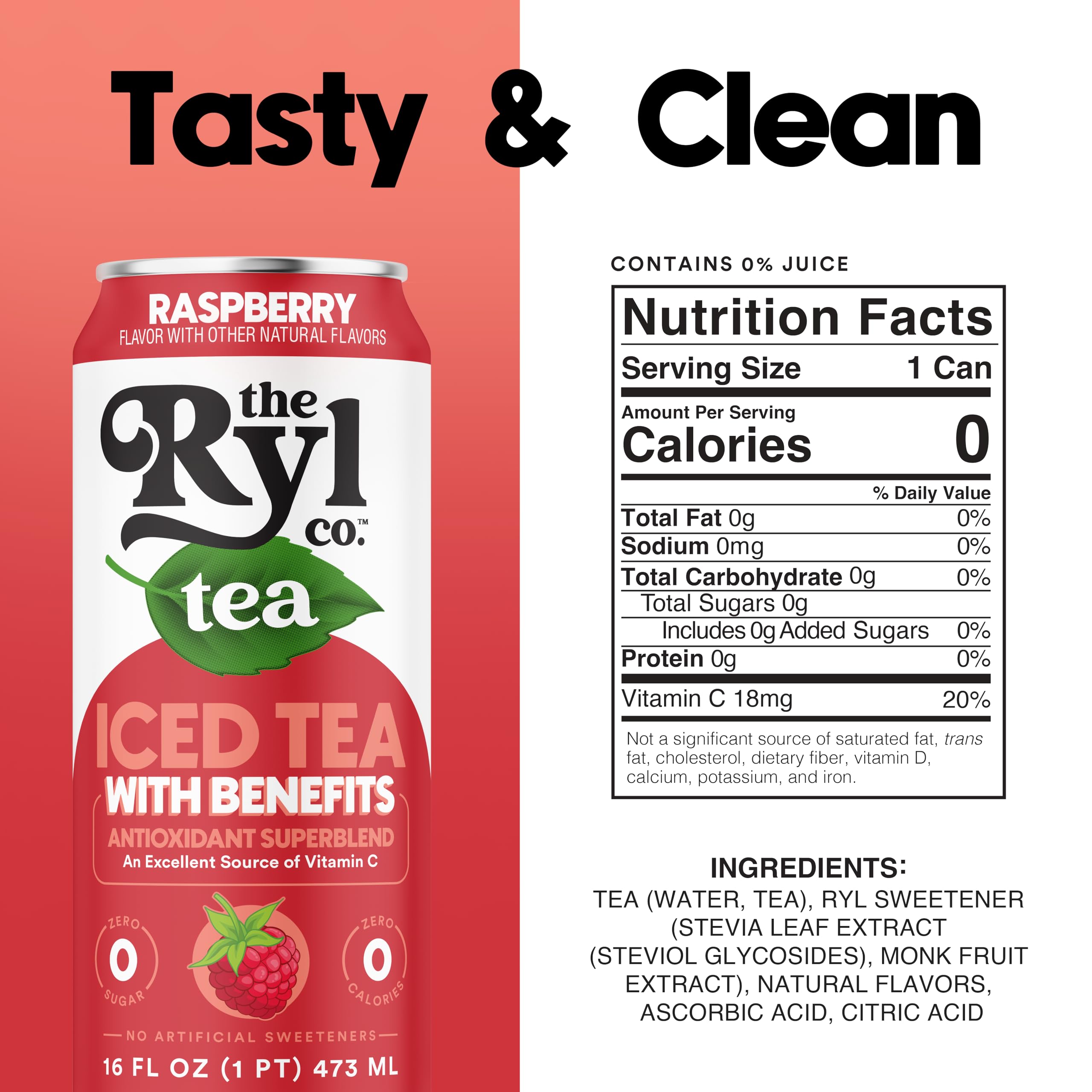 The Ryl Co Raspberry iced tea being poured, refreshing color and aroma.