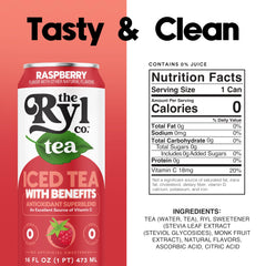 The Ryl Co Raspberry iced tea being poured, refreshing color and aroma.
