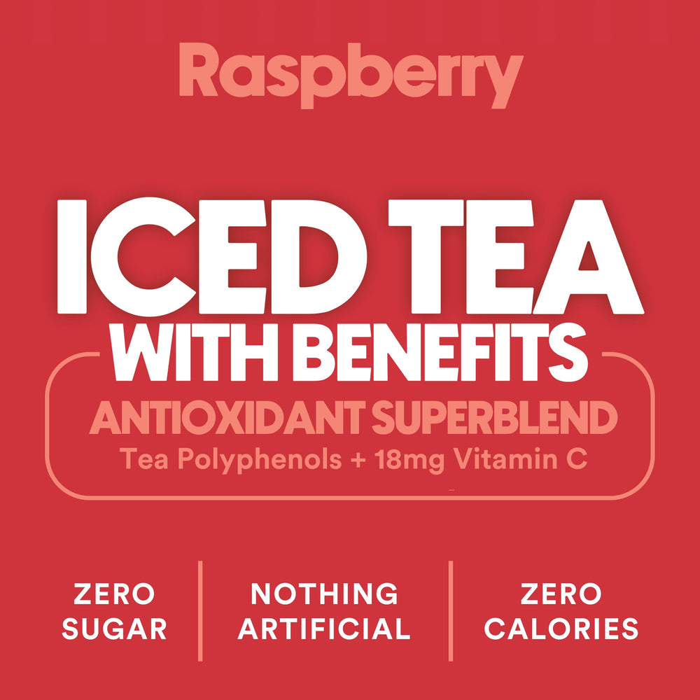 The Ryl Co Raspberry tea showcases zero calories and gluten-free design.