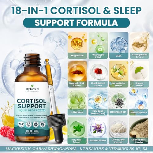 Rylaxed Cortisol Drops pour-under-tongue demonstrates fast absorption for quick calm.