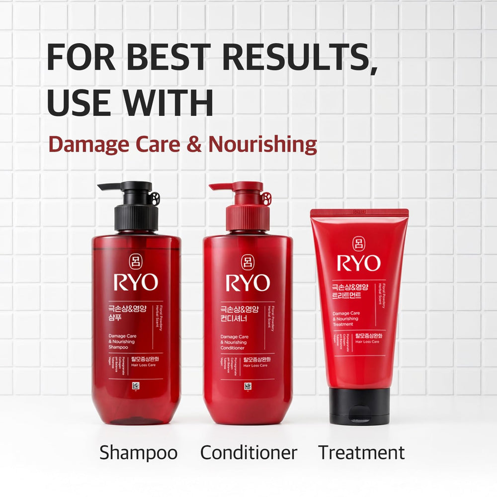 Ryo Damage Care Nourishing Shampoo concept image hints at hair strength improvement.