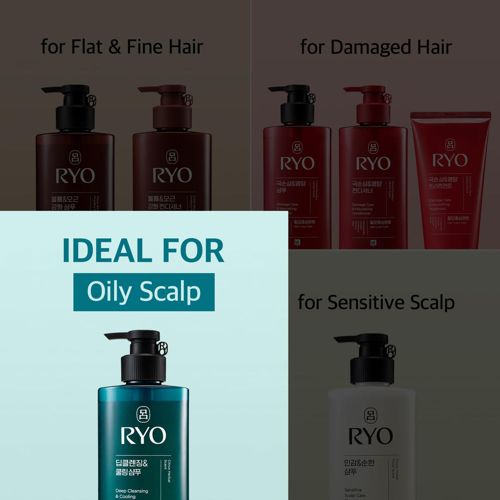 RYO bottle emphasizes scalp balance and refreshed feel after use.