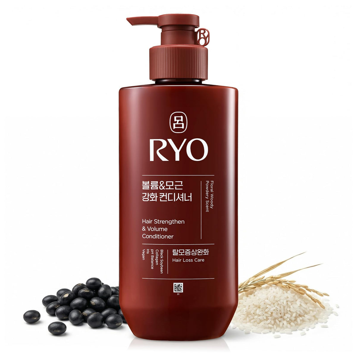 Ryo Strengthen & Volume Conditioner bottle front shows ginseng formula for fuller, resilient hair