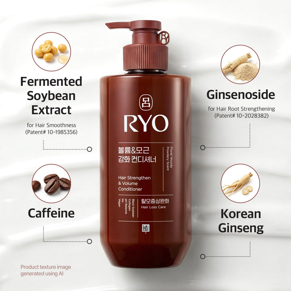 Ryo Strengthen & Volume Conditioner ingredients Korean ginseng and caffeine support scalp care