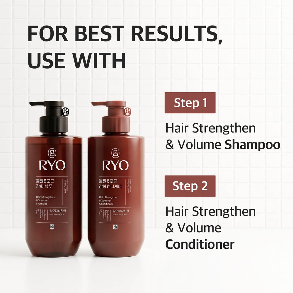 Ryo Strengthen & Volume Shampoo pump-top bottle for easy dispensing