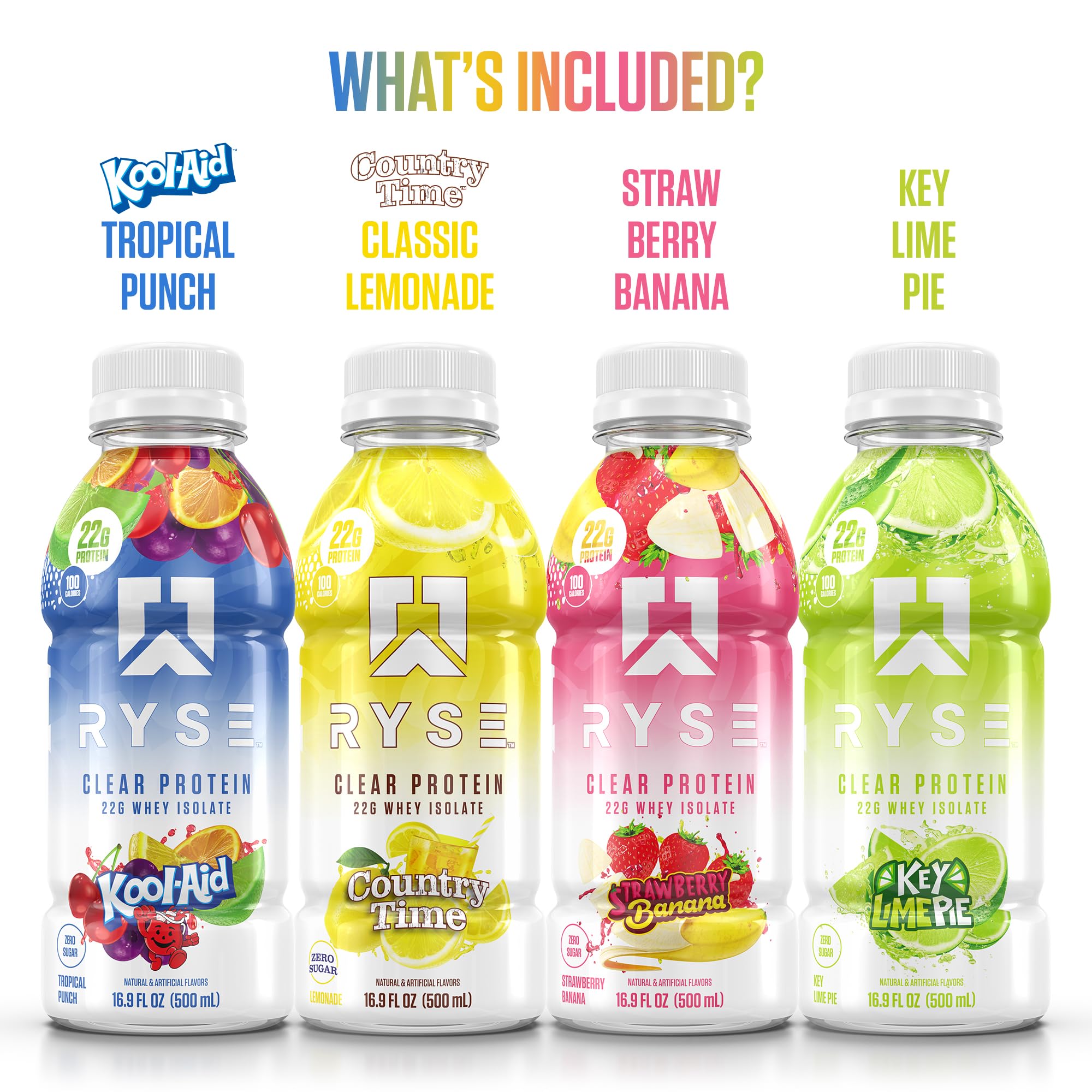 RYSE Clear Protein Drink glass iced, thirst-quenching fruit-forward flavor