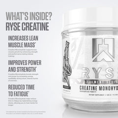 RYSE Creatine Monohydrate mixed in water, quick hydration for endurance.
