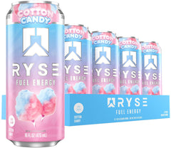 RYSE Fuel Cotton Candy can side shows bold branding for quick, clean energy.