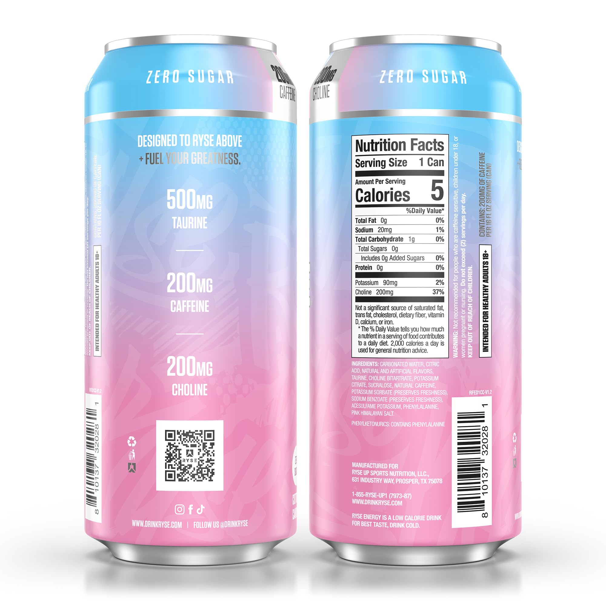 RYSE Fuel Cotton Candy color contrast underscores authentic flavor and branding.
