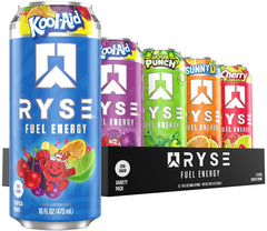 RYSE Fuel Energy Drink: can being poured for a refreshing, zero-sugar pick-me-up