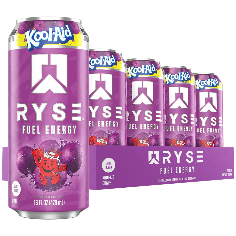 RYSE Fuel Kool-Aid Grape can with crisp energy for focused moments.