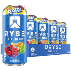 RYSE Fuel Kool-Aid Tropical Punch can front view highlights flavor and clean energy.
