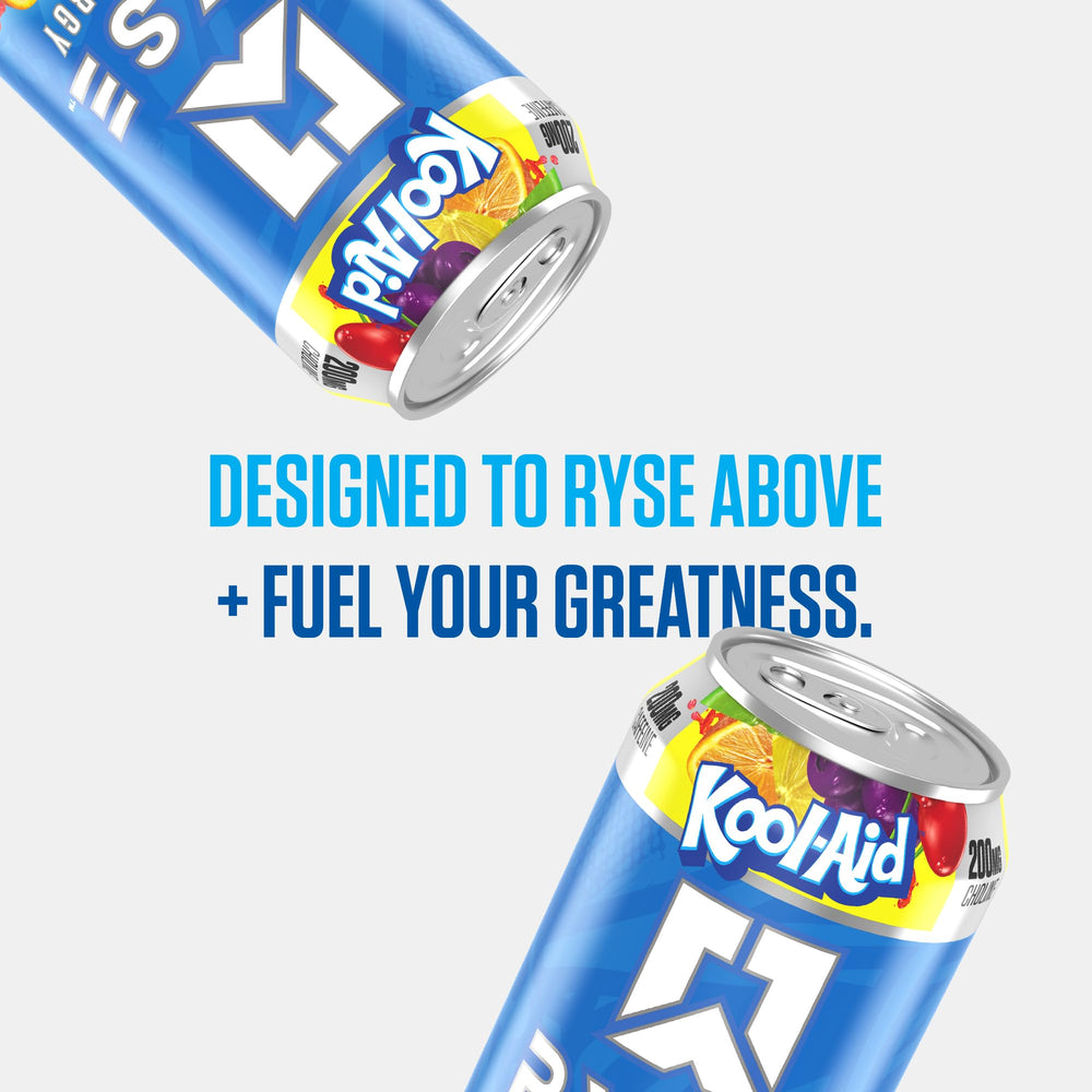 RYSE Fuel Kool-Aid Tropical Punch unopened can on table ready for quick study or workout.