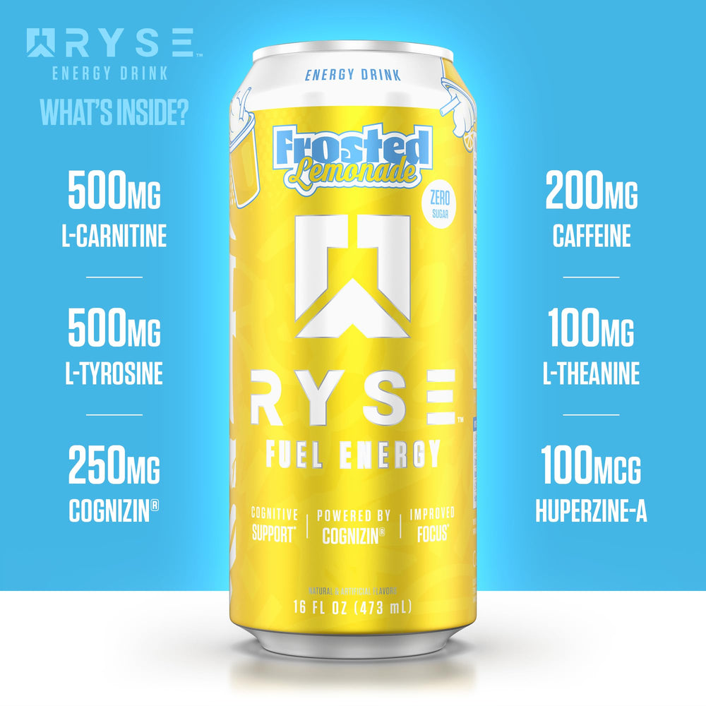 Sugar-free badge on RYSE Fuel can signaling clean energy