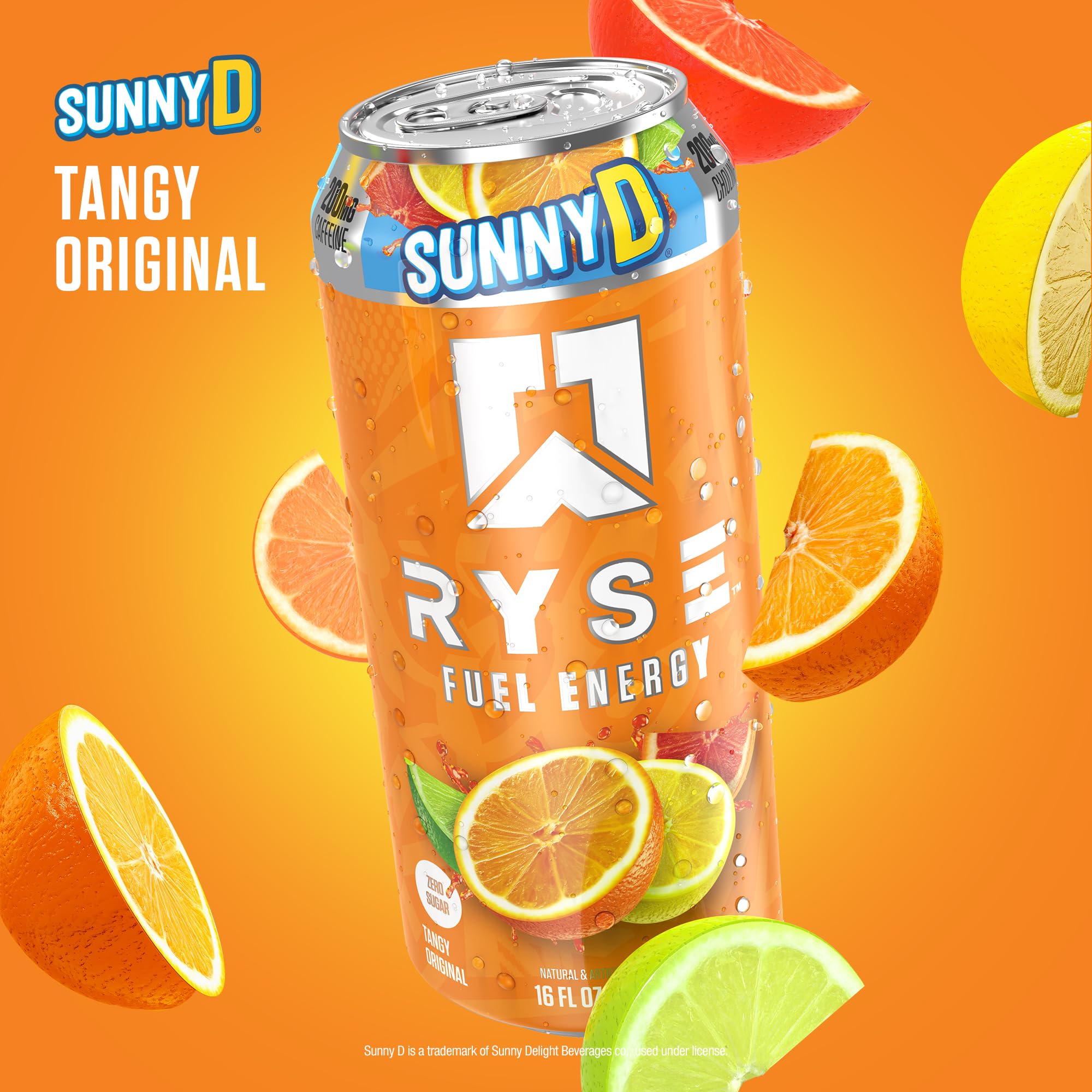 Pouring RYSE Fuel SunnyD Tangy Original into a glass for quick focus at work