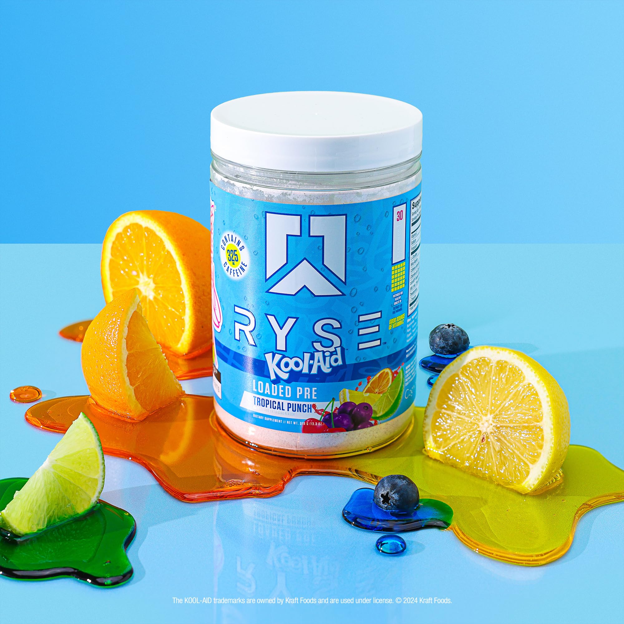 Ryse Loaded Kool-Aid Tropical Punch served in glass during training session