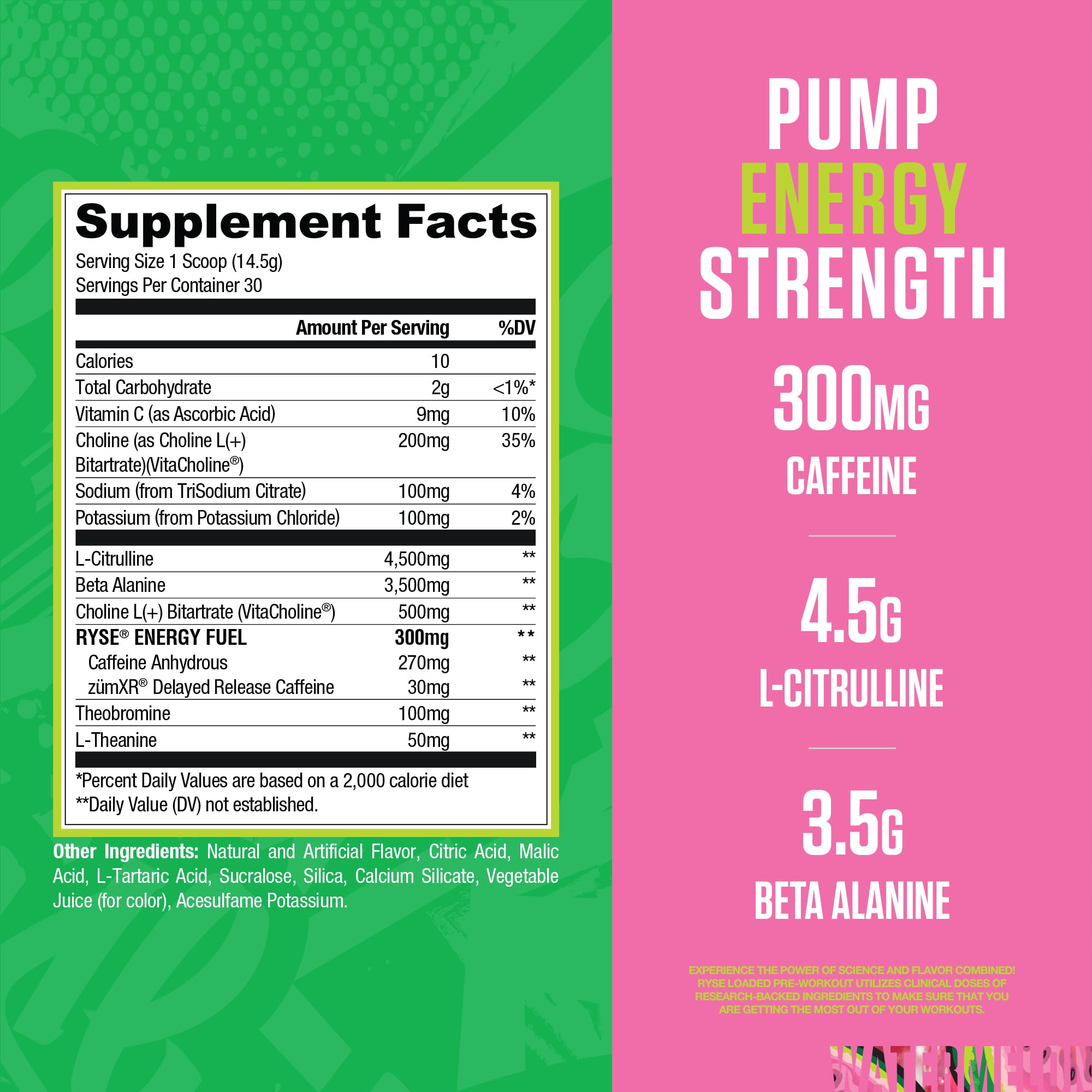 RYSE Loaded Pre Workout powder scoop dispensing for precise dosing before sessions.