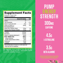 RYSE Loaded Pre Workout powder scoop dispensing for precise dosing before sessions.