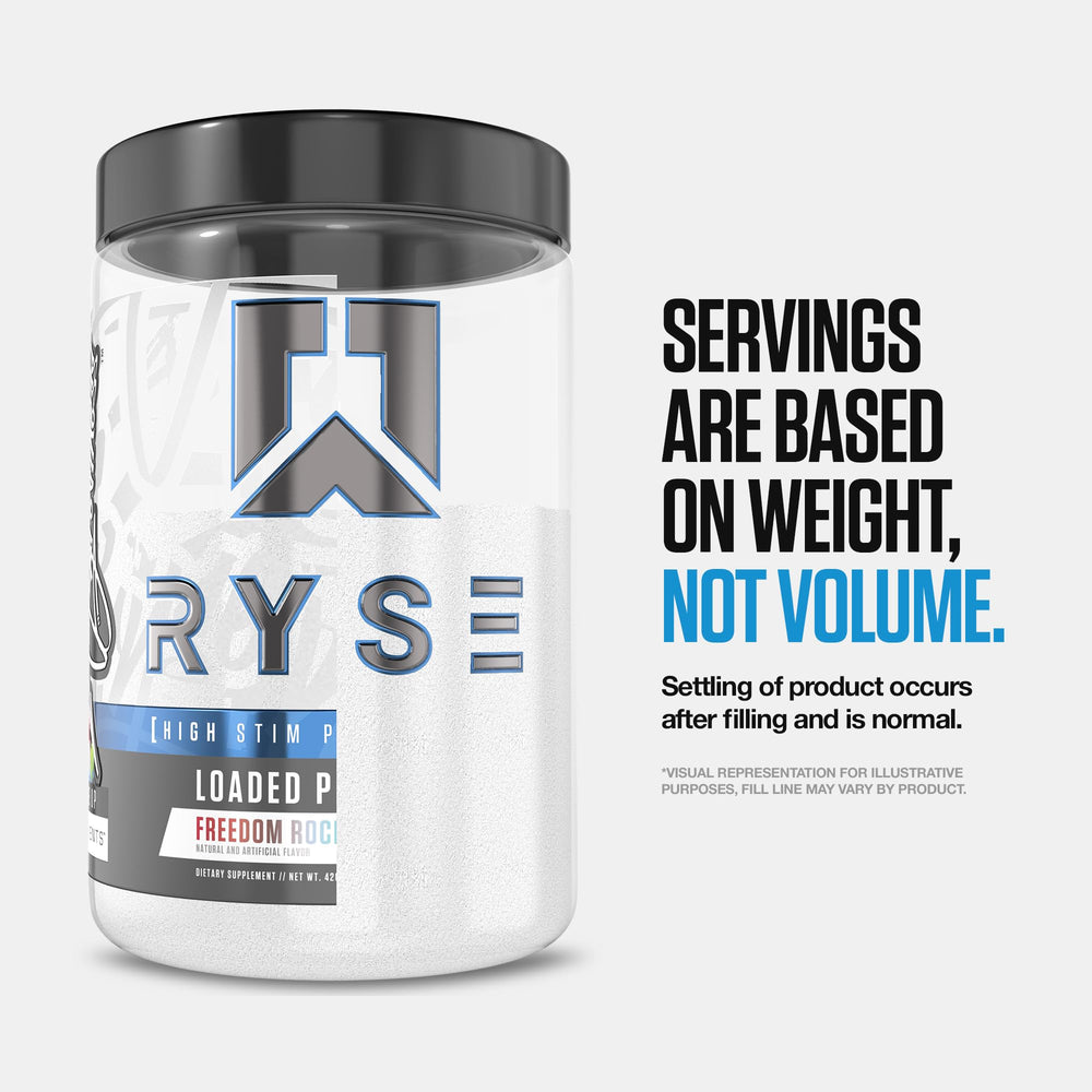 Shaker with Ryse Loaded mixed drink ready before a workout.