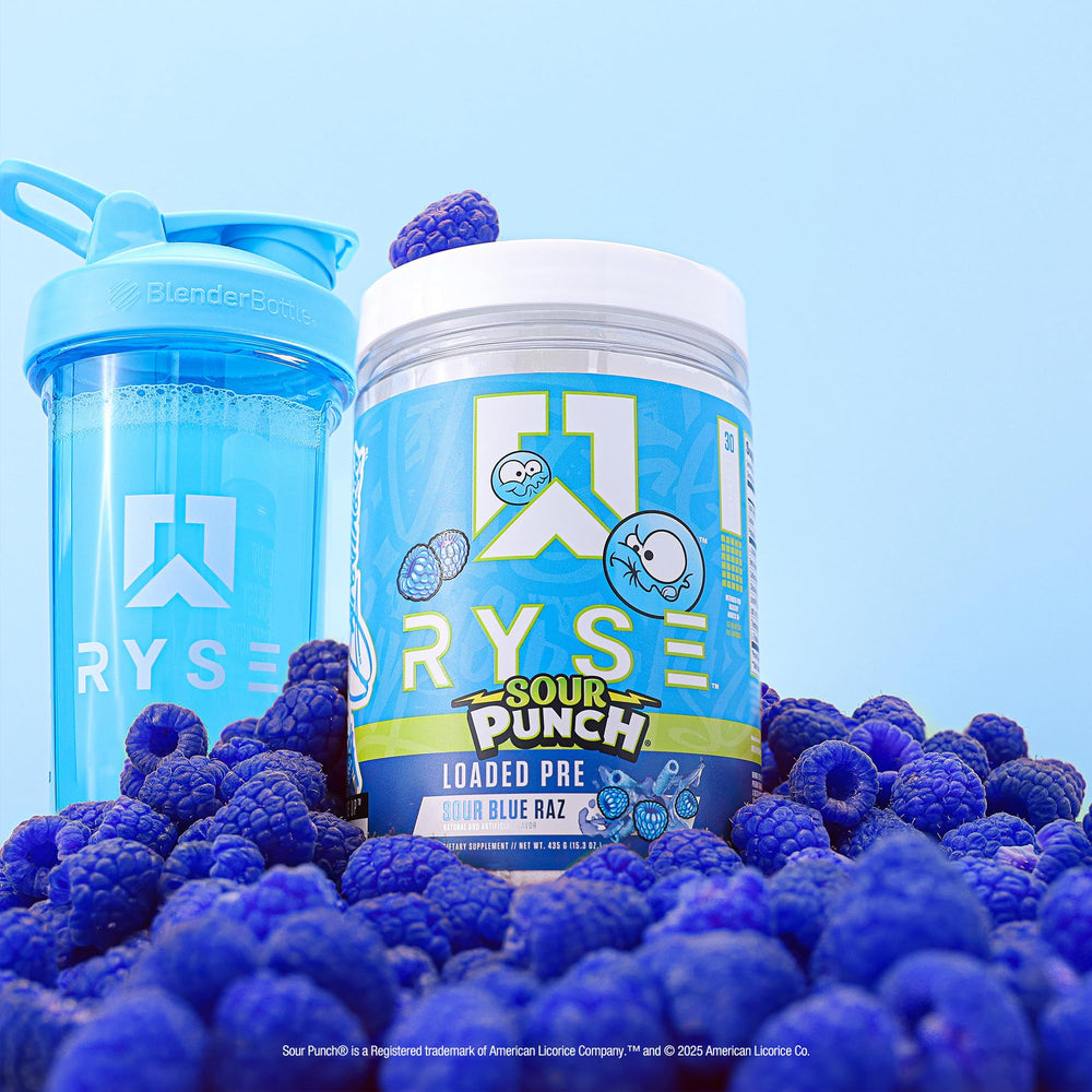 Ryse Up Supplements branding on packaging for premium pre-workout.