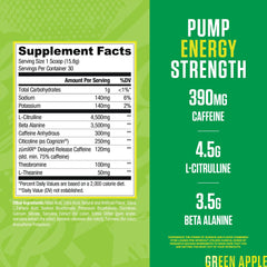 RYSE Loaded Pre Workout powder scoop with Sour Punch Green Apple color for a pump-ready session.