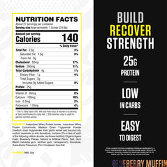 RYSE Loaded Protein Powder Blueberry Muffin blends into a creamy shake for gut-friendly nutrition.