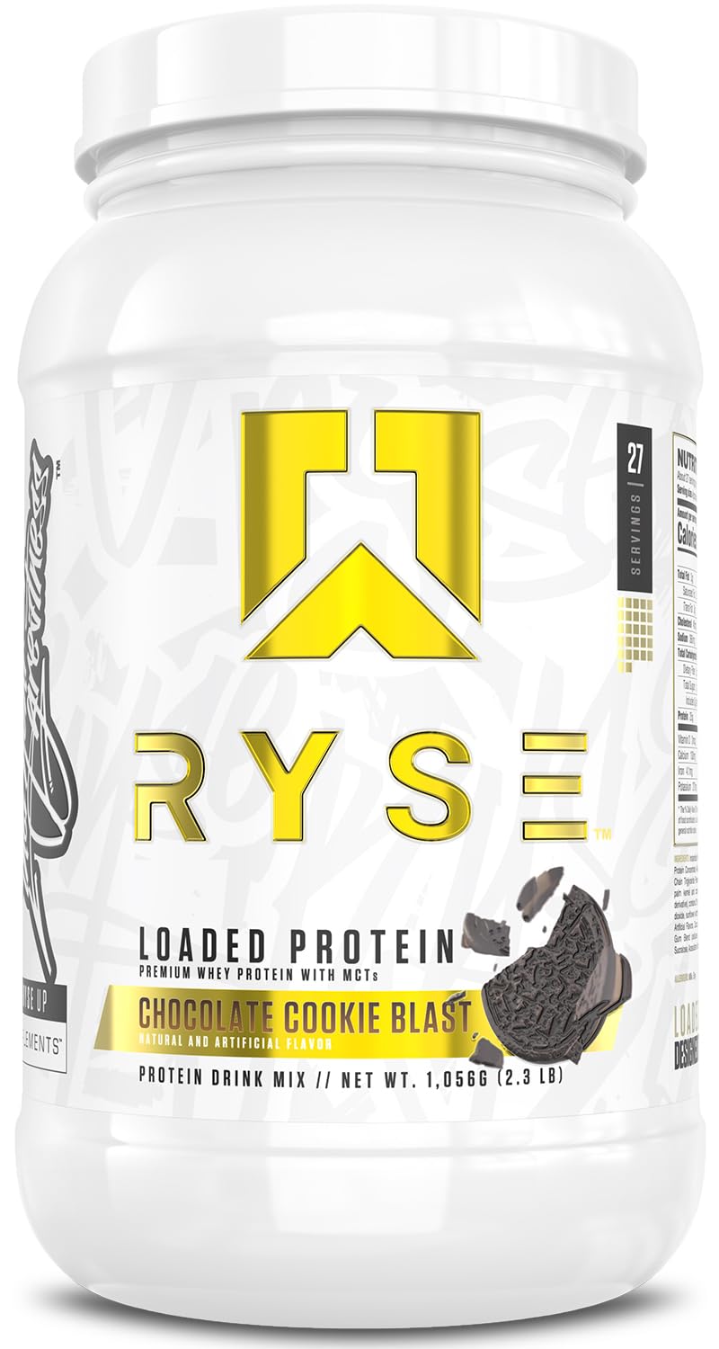 RYSE Loaded Protein Bottle with Chocolate Cookie Blast, ready for post-workout shake