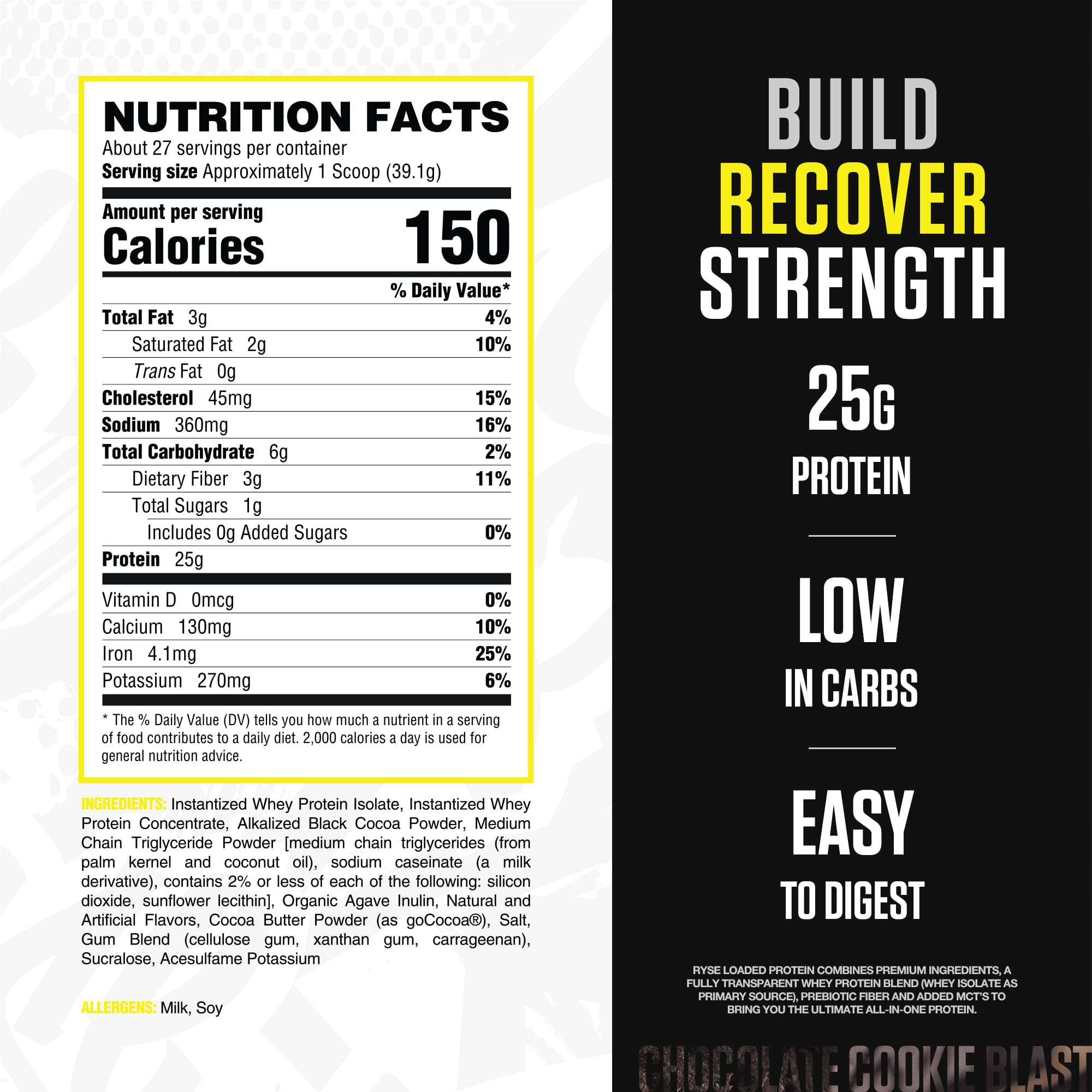 Smooth mix of RYSE Loaded Protein in Chocolate Cookie Blast flavor